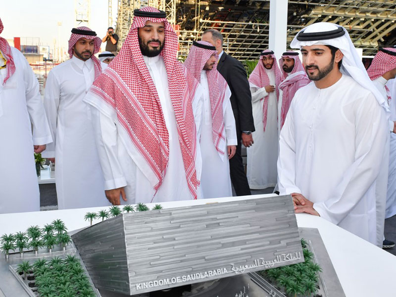 صور توثّق زيارة حمدان بن محمد ومحمد بن سلمان موقع "إكسبو 2020 دبي"